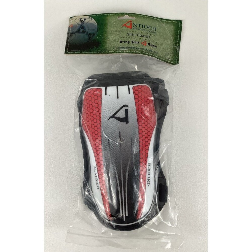 Soccer Shin Guards Adult Dual Strap 9" Red Scarlet New Antioch